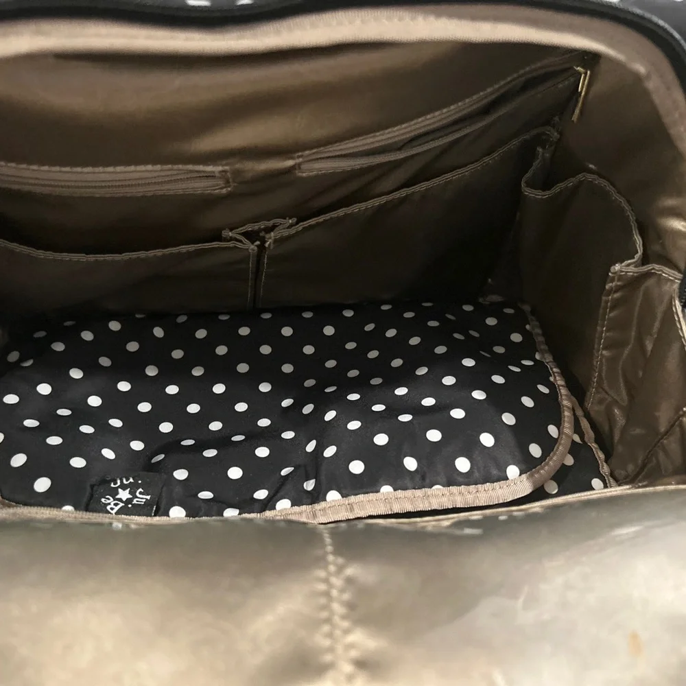 Jujube Black and White Polka Dot Baby Bag with changing pad